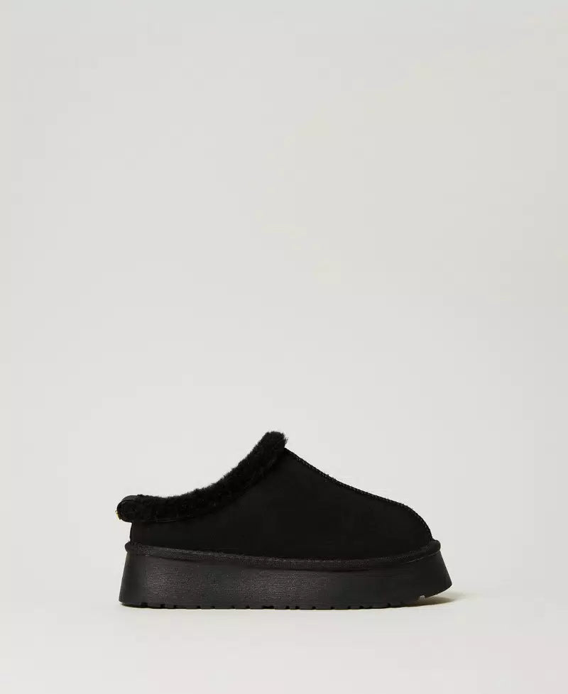 TWINSET- Scarpe sabot con faux fur