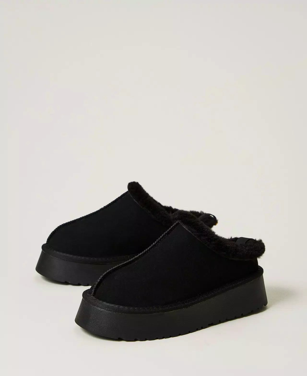 TWINSET- Scarpe sabot con faux fur