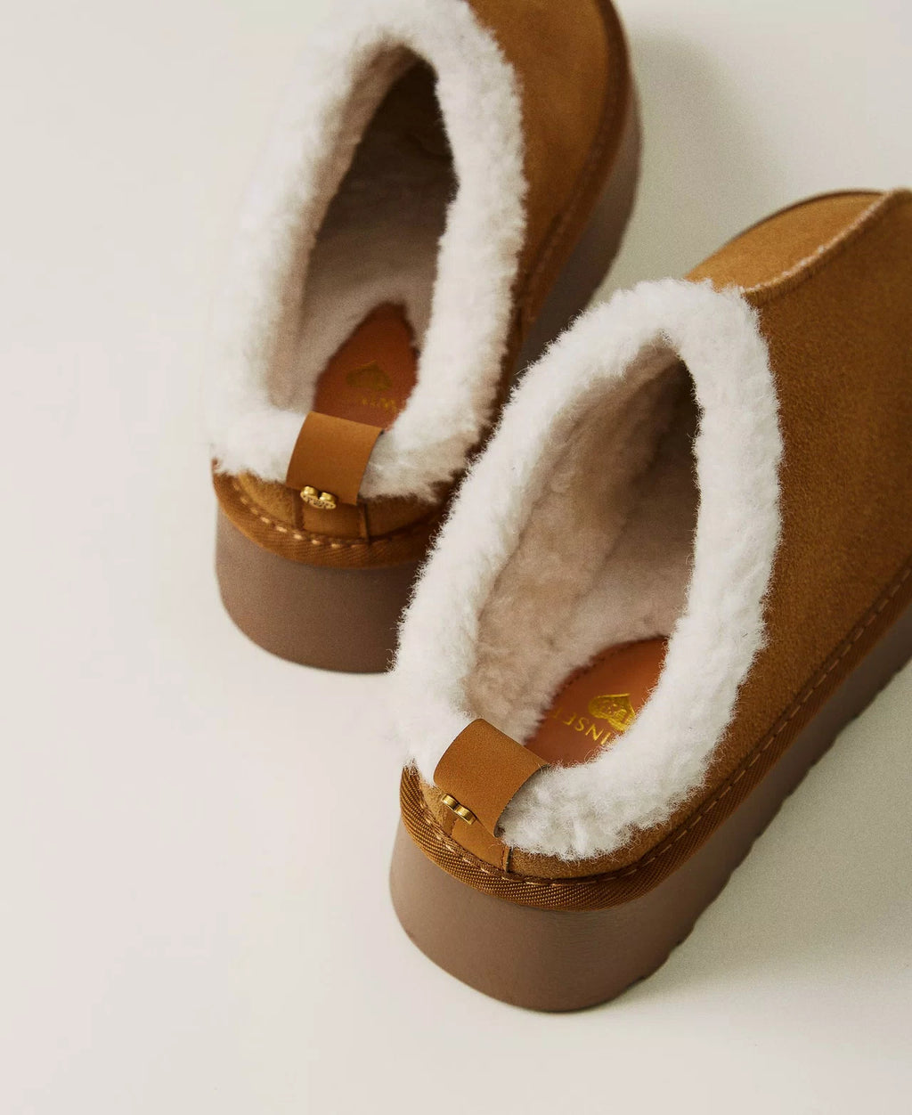 TWINSET- Scarpe sabot con faux fur
