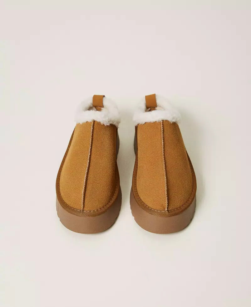 TWINSET- Scarpe sabot con faux fur