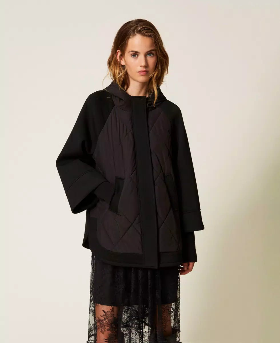 TWINSET-Caban in tessuto scuba e nylon