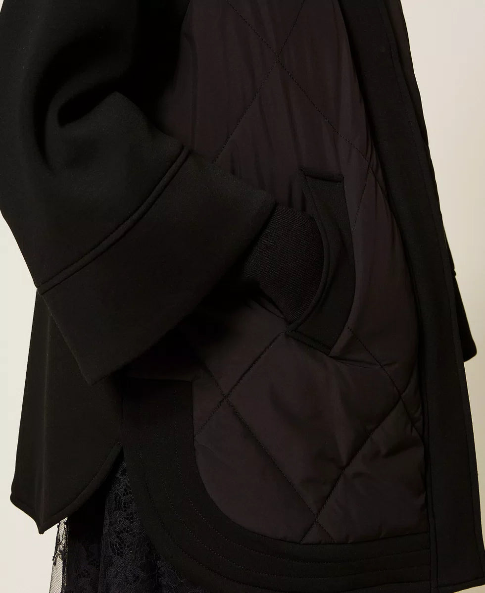 TWINSET-Caban in tessuto scuba e nylon