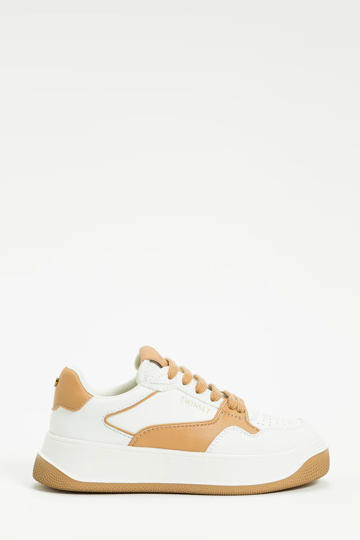 TWINSET sneakers bicolor bianche e cammello