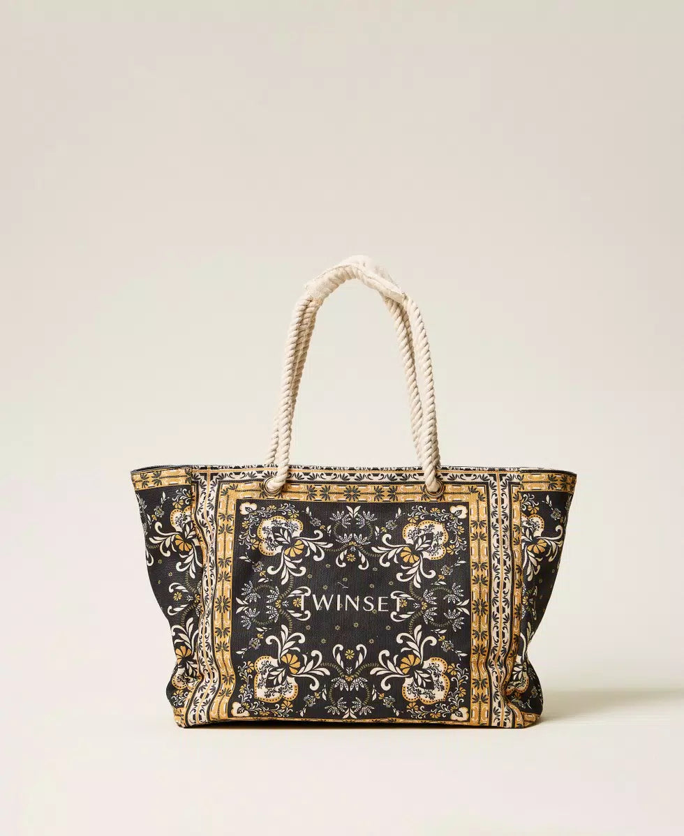 TWINSET - Borsa shopper in canvas con stampa