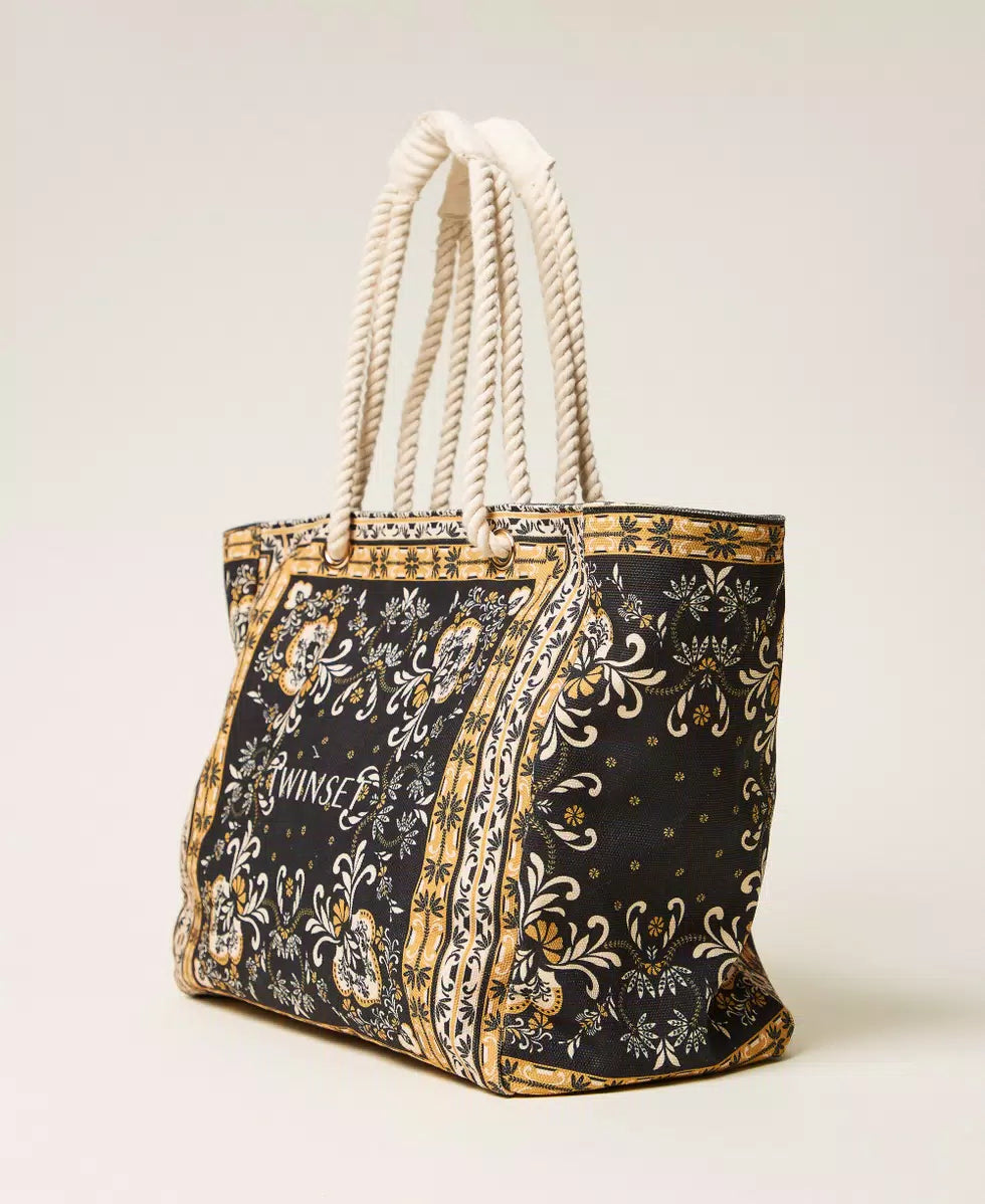 TWINSET - Borsa shopper in canvas con stampa