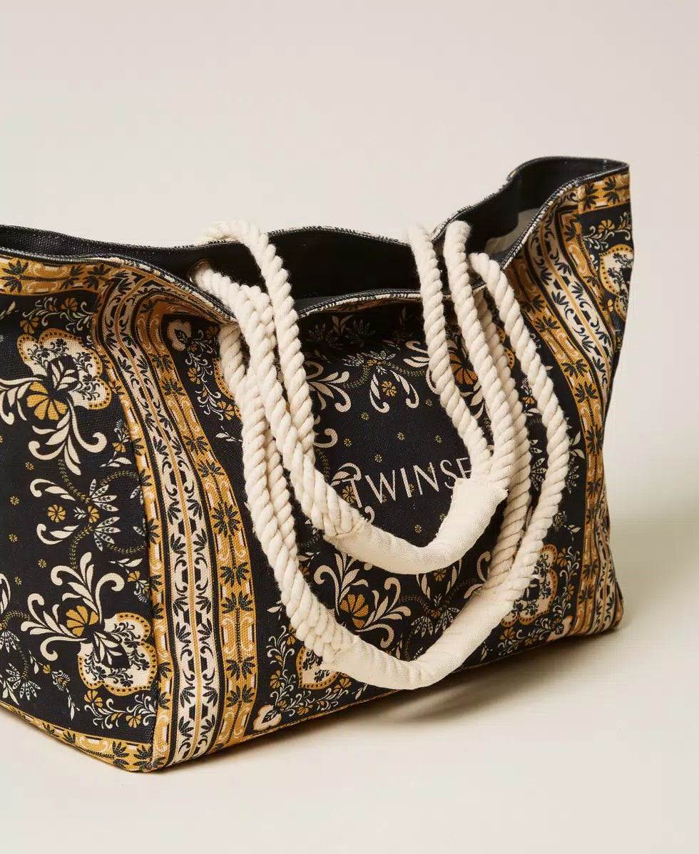 TWINSET - Borsa shopper in canvas con stampa