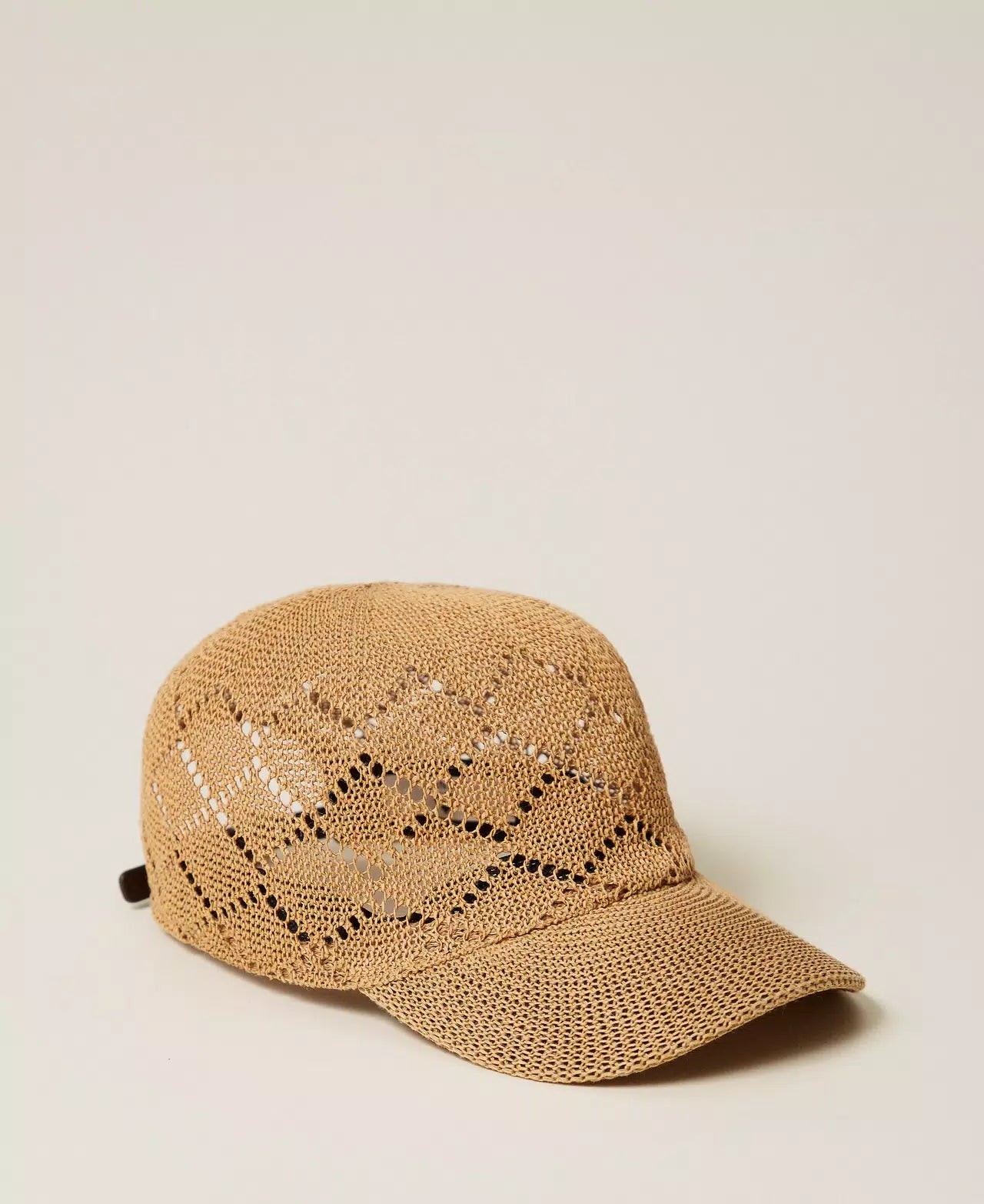 TWINSET - Cappellino da baseball in rafia effetto uncinetto