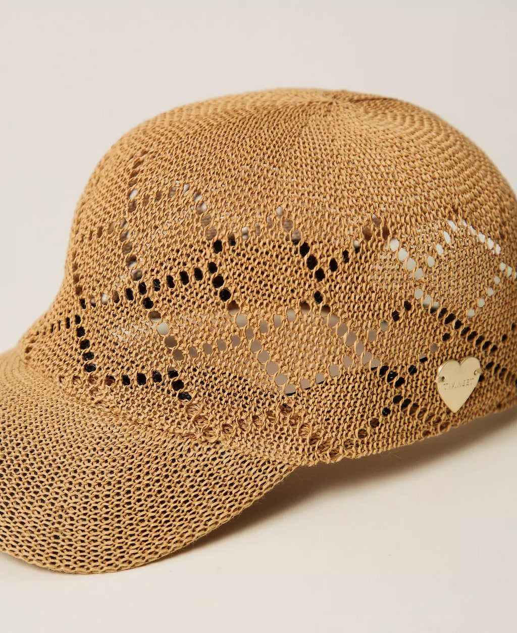 TWINSET - Cappellino da baseball in rafia effetto uncinetto