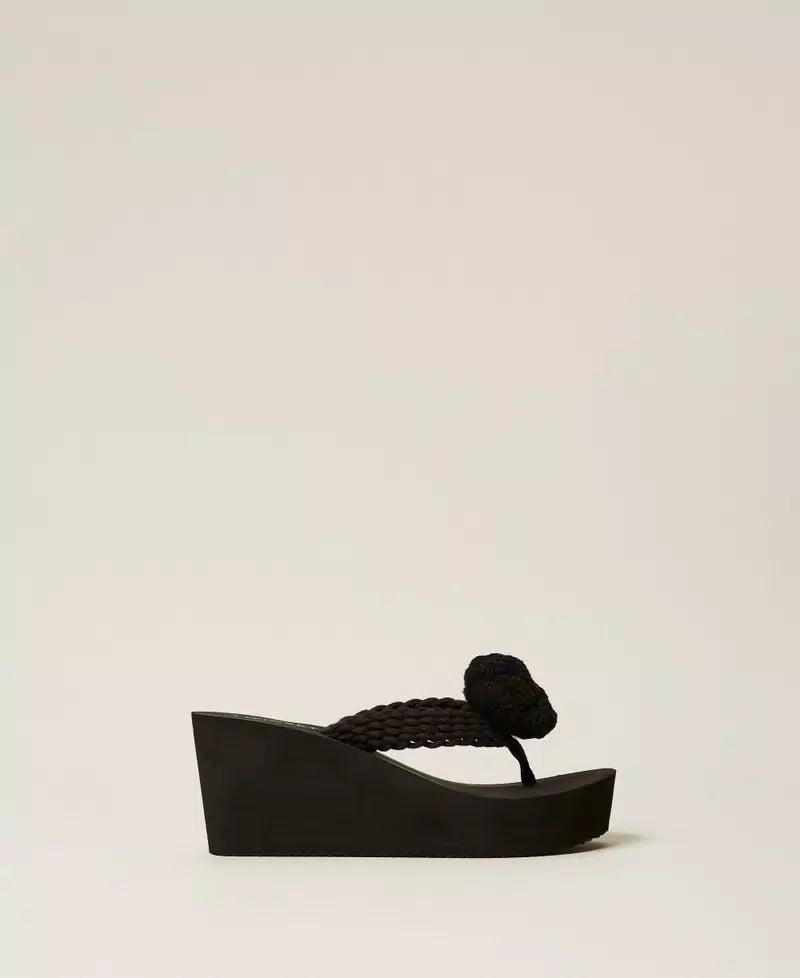 TWINSET - Sandali con zeppa e fiori