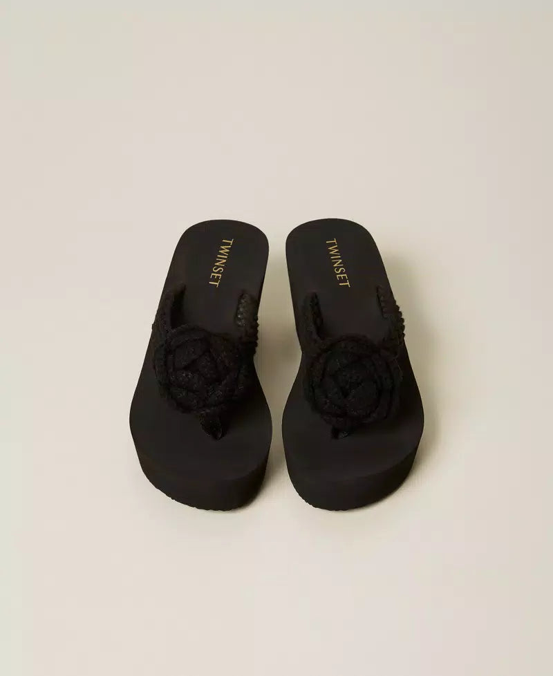 TWINSET - Sandali con zeppa e fiori