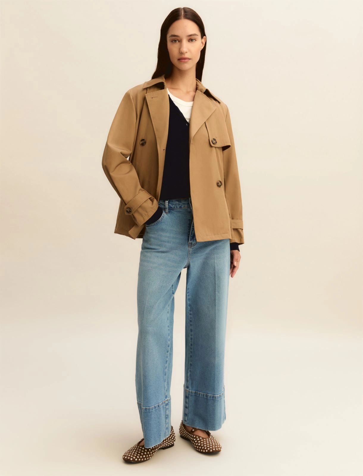 EMME MARELLA - Trench doppiopetto in gabardina antigoccia