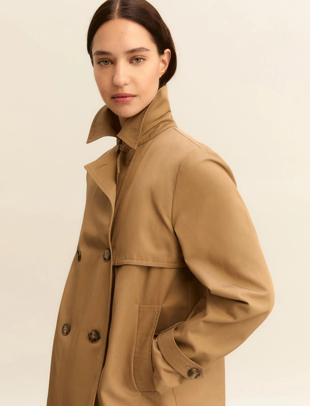 EMME MARELLA - Trench doppiopetto in gabardina antigoccia