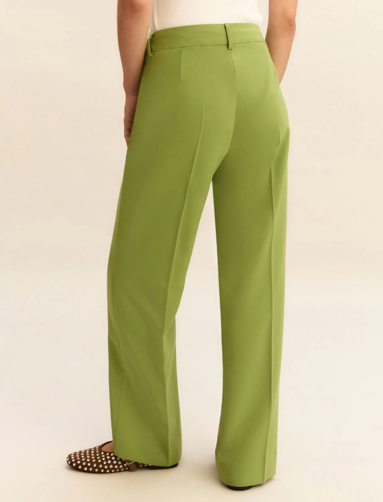 EMME MARELLA - Pantalone dritto in tessuto stretch  VERDE