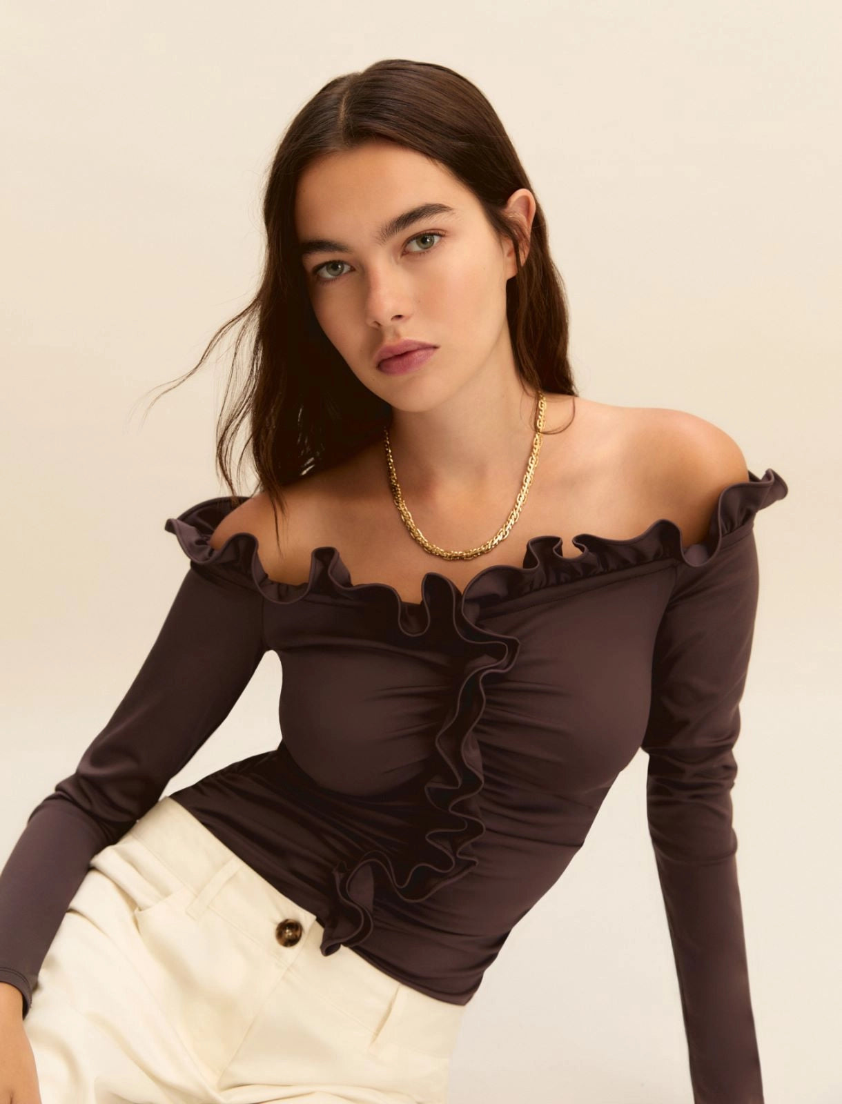 EMME MARELLA - Body off shoulder in jersey stretch