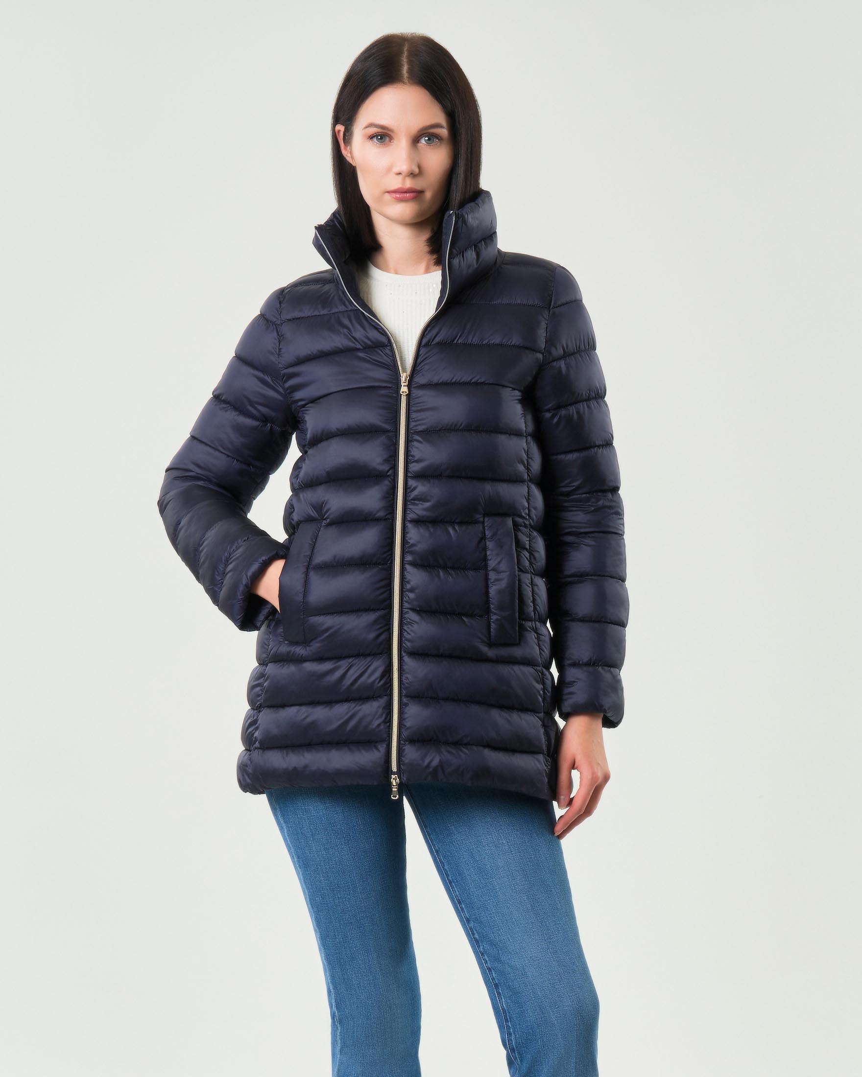 EMME MARELLA- Piumino Plage Blu con collo alto