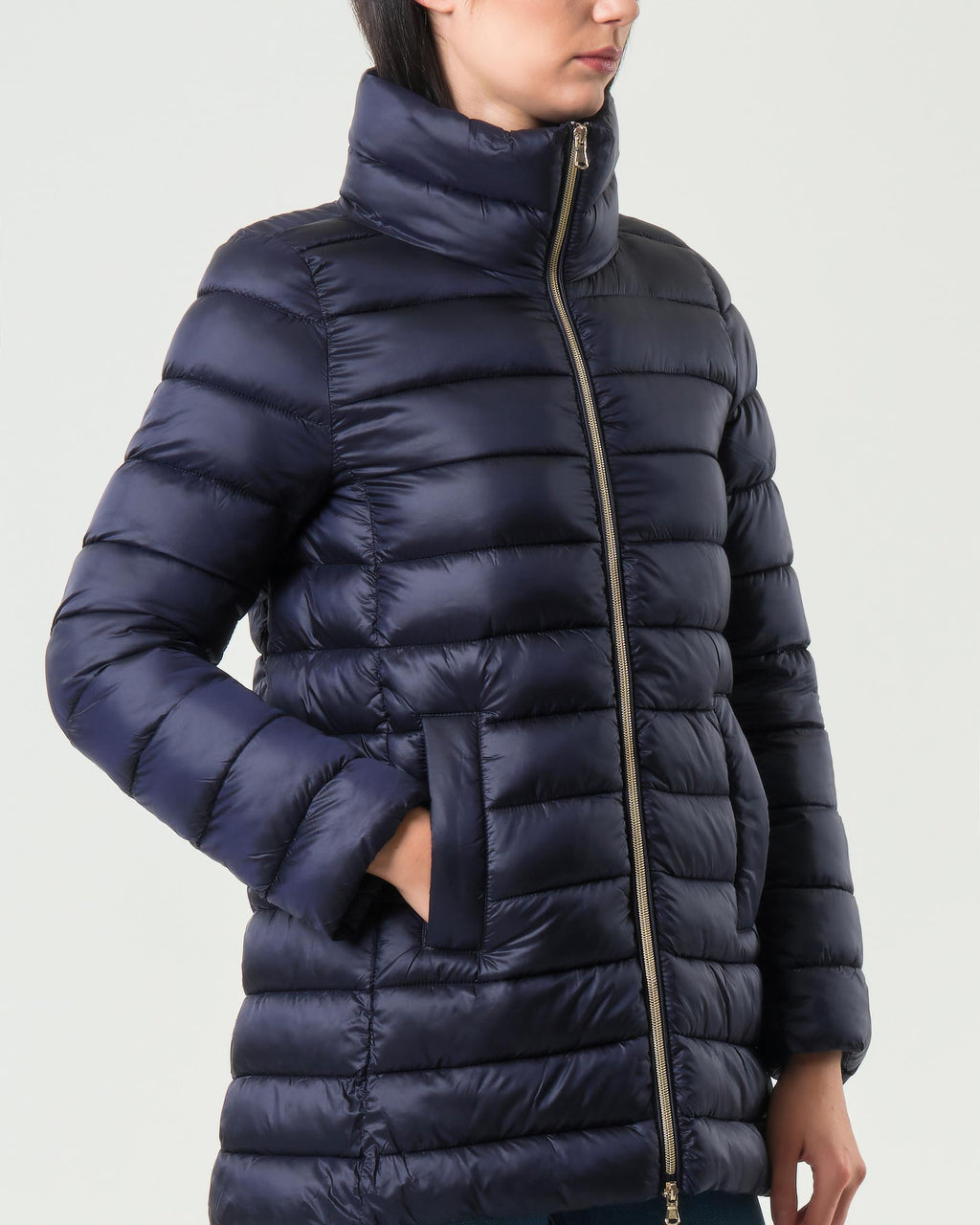 EMME MARELLA- Piumino Plage Blu con collo alto