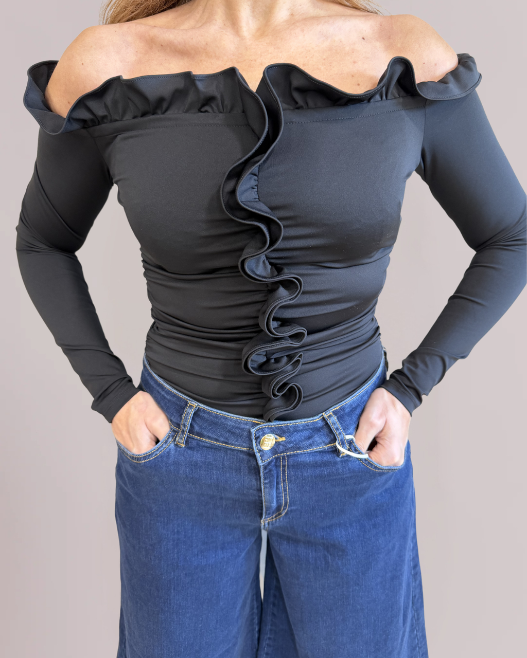 EMME MARELLA - Body off shoulder in jersey stretch