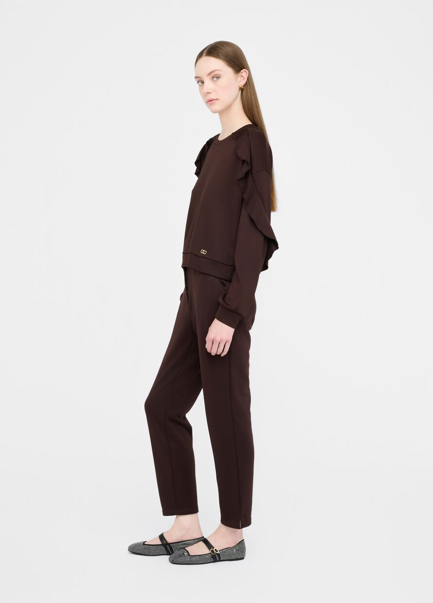 LIU JO Felpa con rouches marrone cioccolato