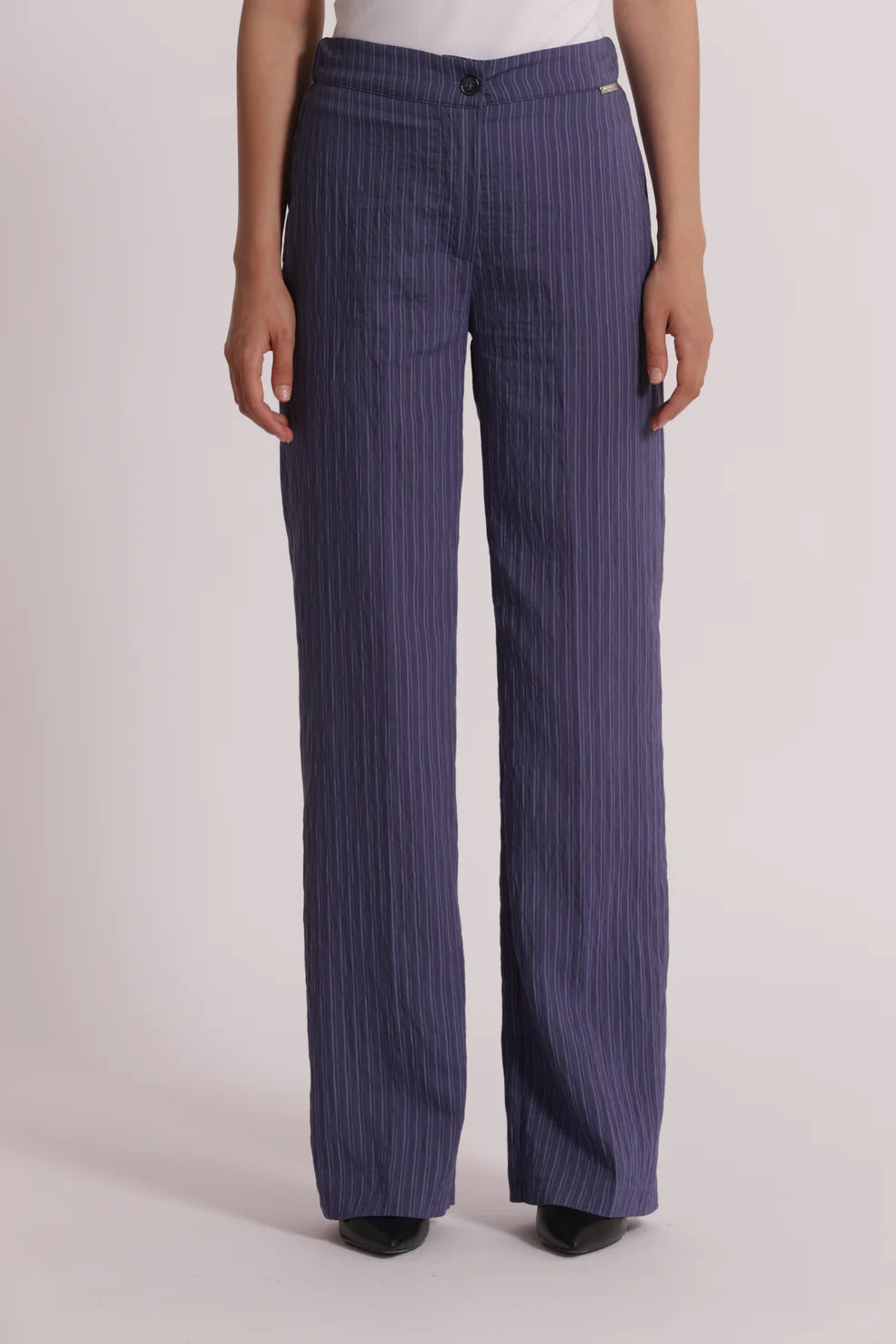 MIMIMUA - PANTALONE PALAZZO CON ELASTICO DIETRO A RIGHE