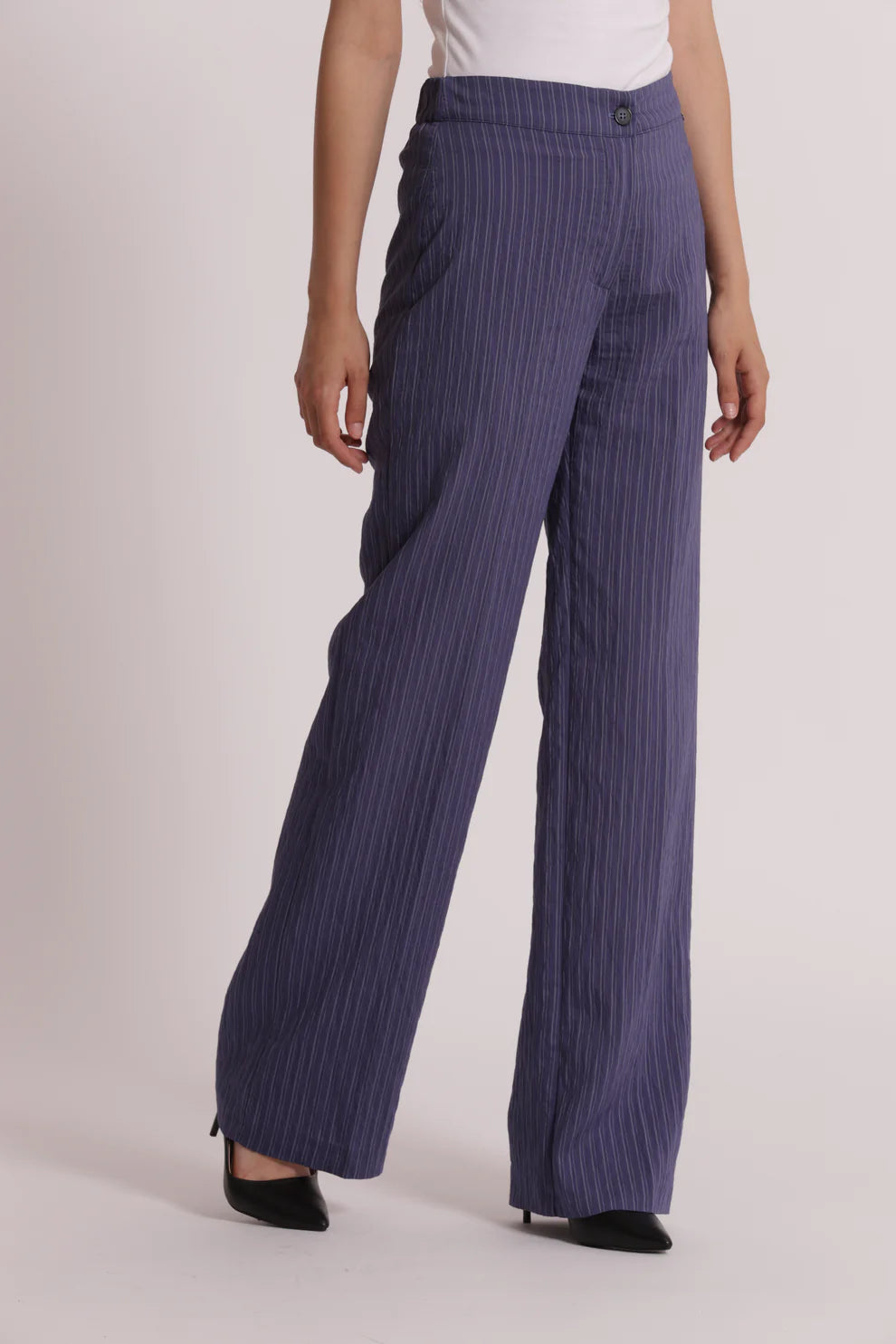 MIMIMUA - PANTALONE PALAZZO CON ELASTICO DIETRO A RIGHE