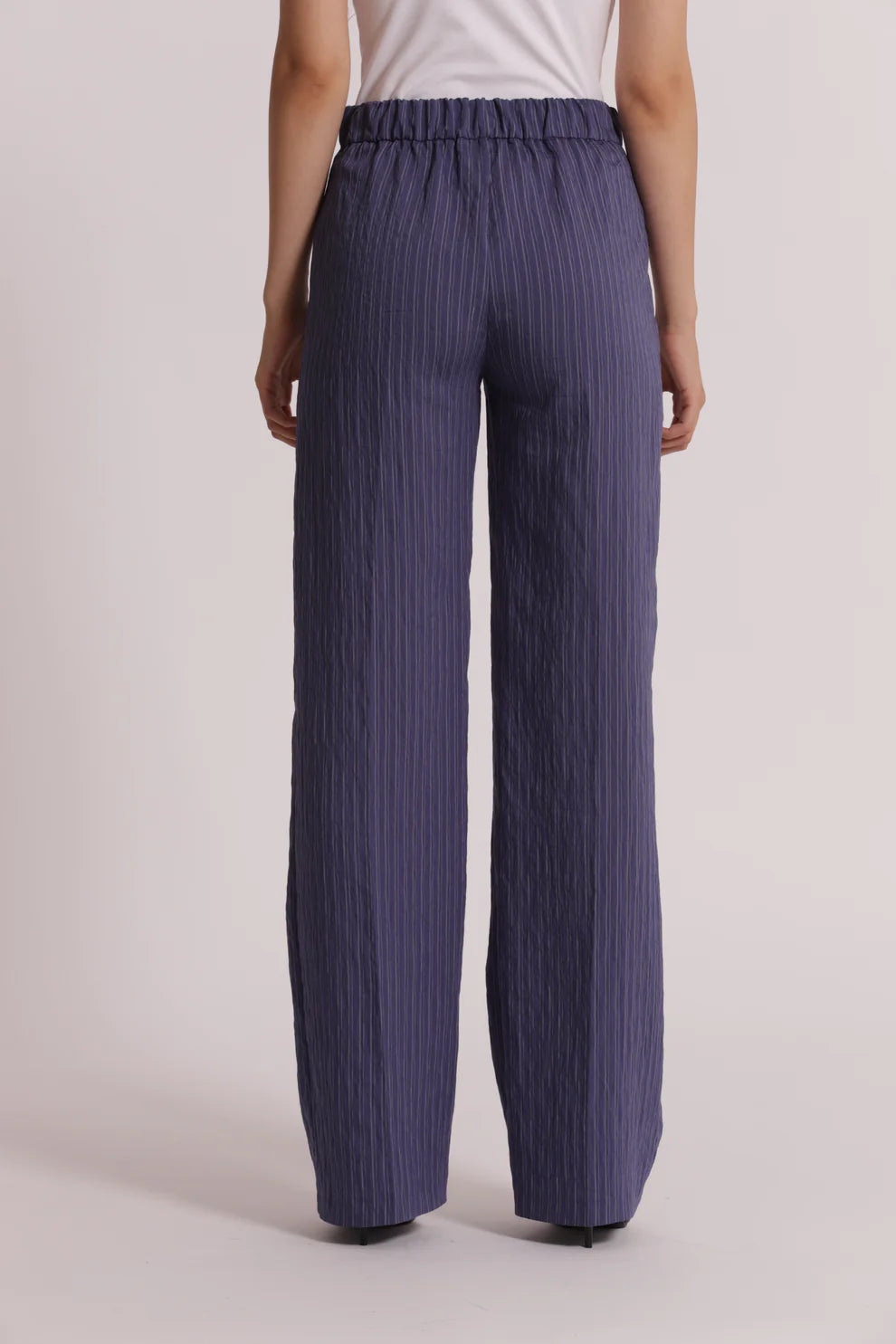 MIMIMUA - PANTALONE PALAZZO CON ELASTICO DIETRO A RIGHE