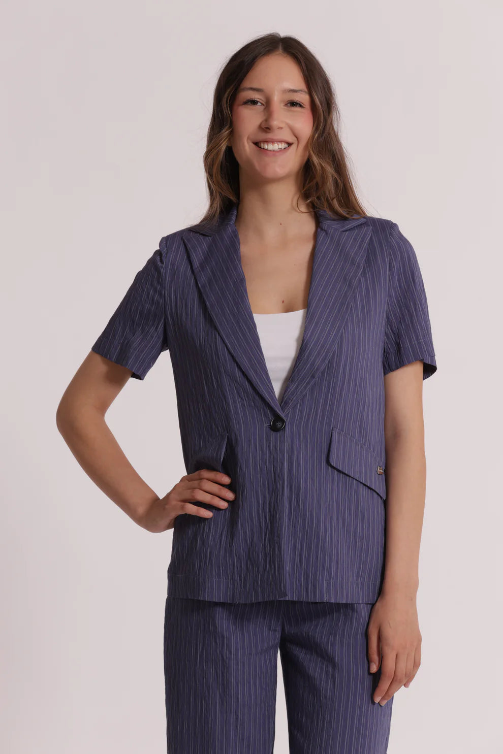 MIMIMUA - GIACCA A MANICHE CORTE A RIGHE