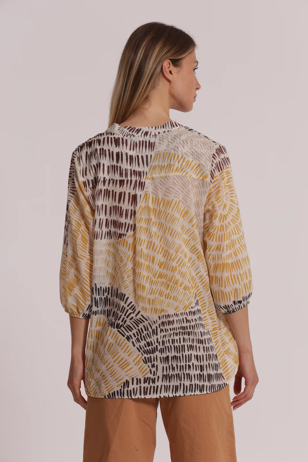 MIMIMUA - BLUSA IN COTONE FANTASIA GRAFFIO