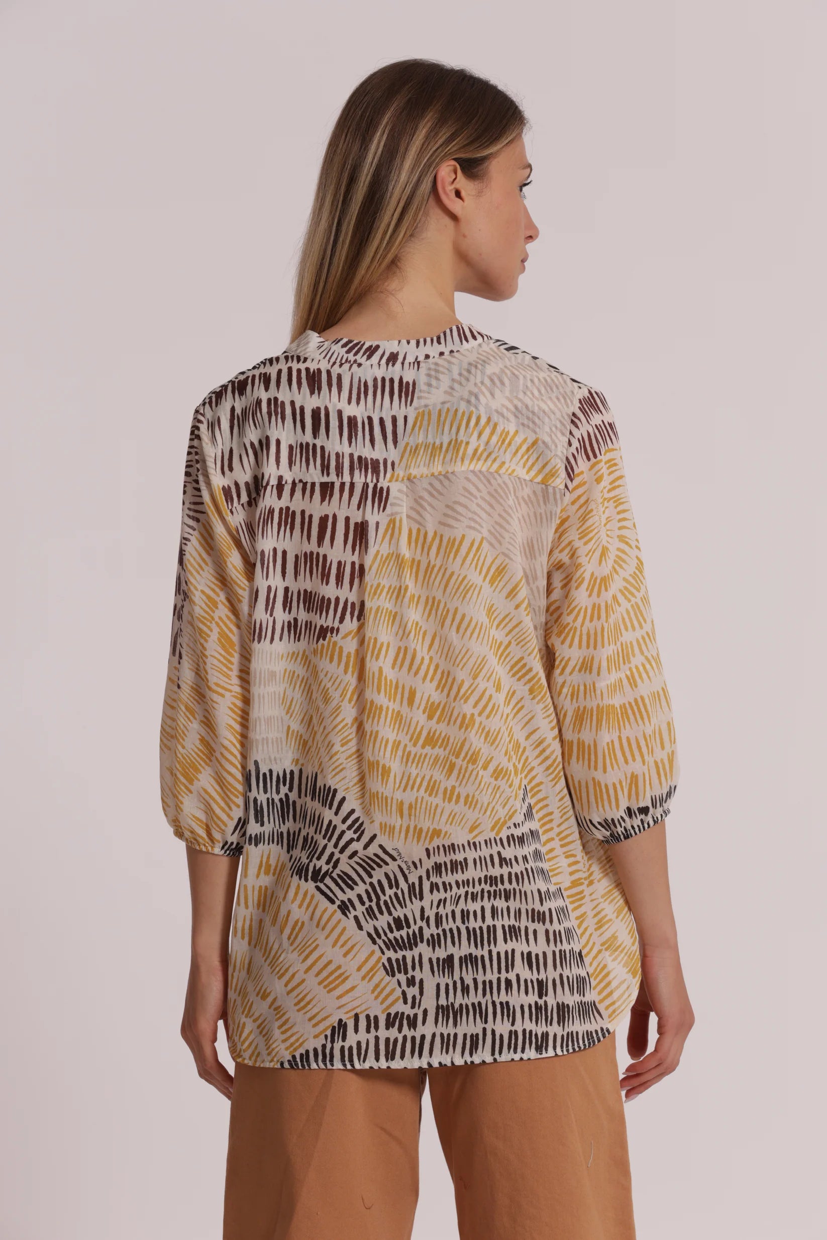 MIMIMUA - BLUSA IN COTONE FANTASIA GRAFFIO