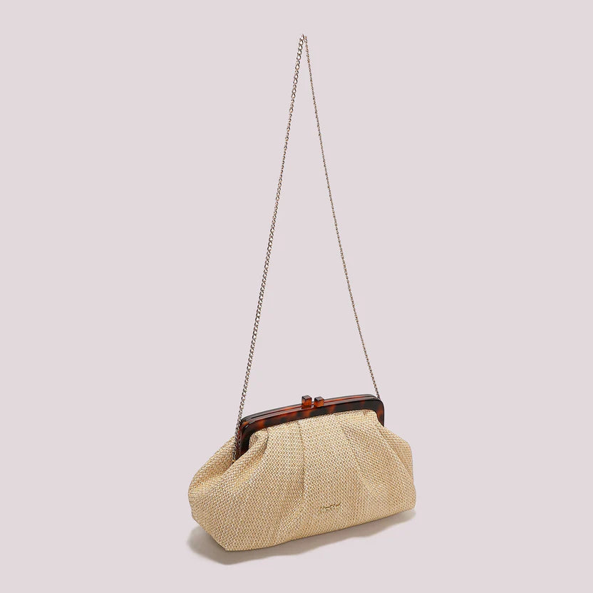 Mimì Muà - Borsa in rafia con manico tartarugato