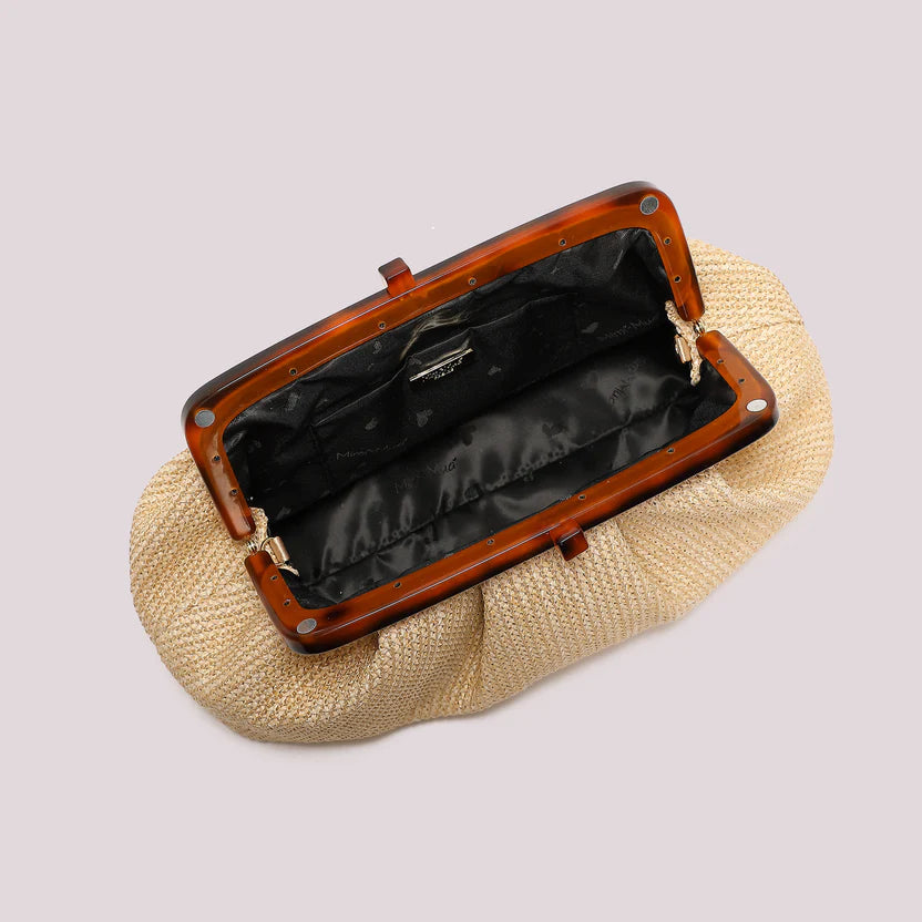 Mimì Muà - Borsa in rafia con manico tartarugato