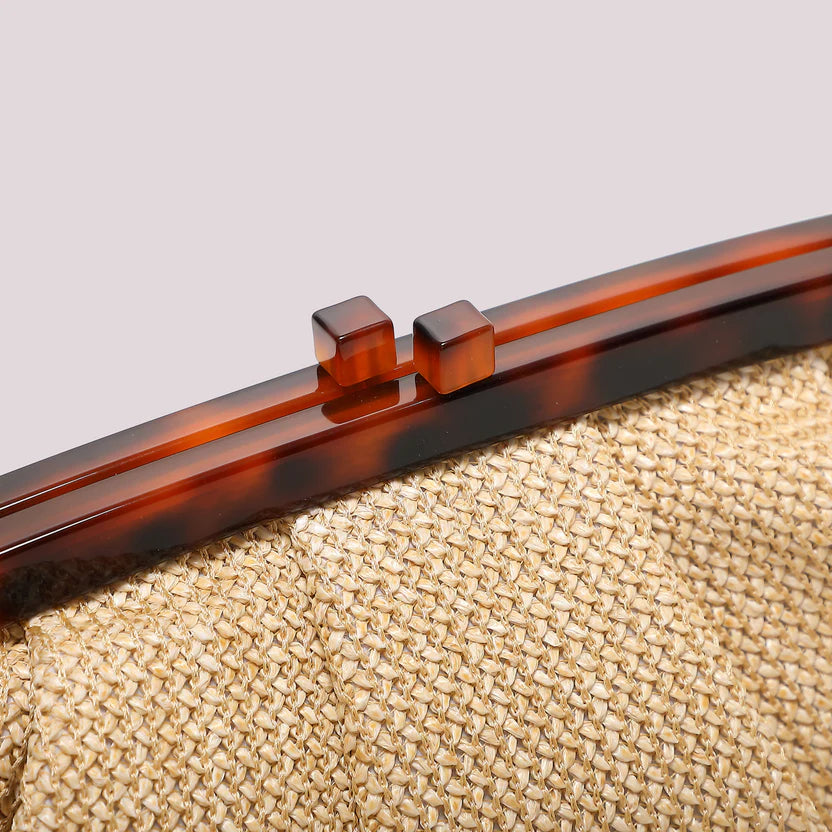 Mimì Muà - Borsa in rafia con manico tartarugato