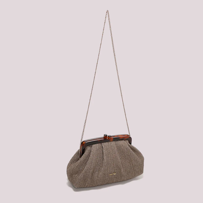 Mimì Muà - Borsa in rafia con manico tartarugato