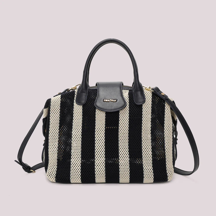 MIMÌ MUÀ - Borsa a bauletto in rete a righe