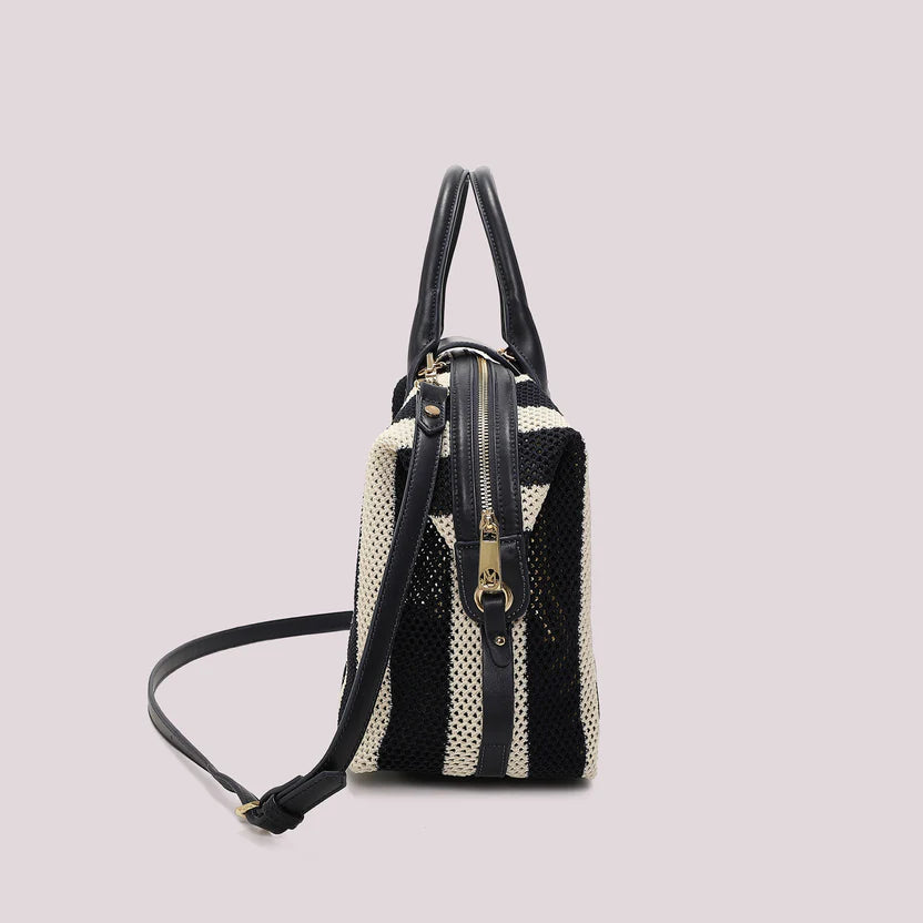 MIMÌ MUÀ - Borsa a bauletto in rete a righe