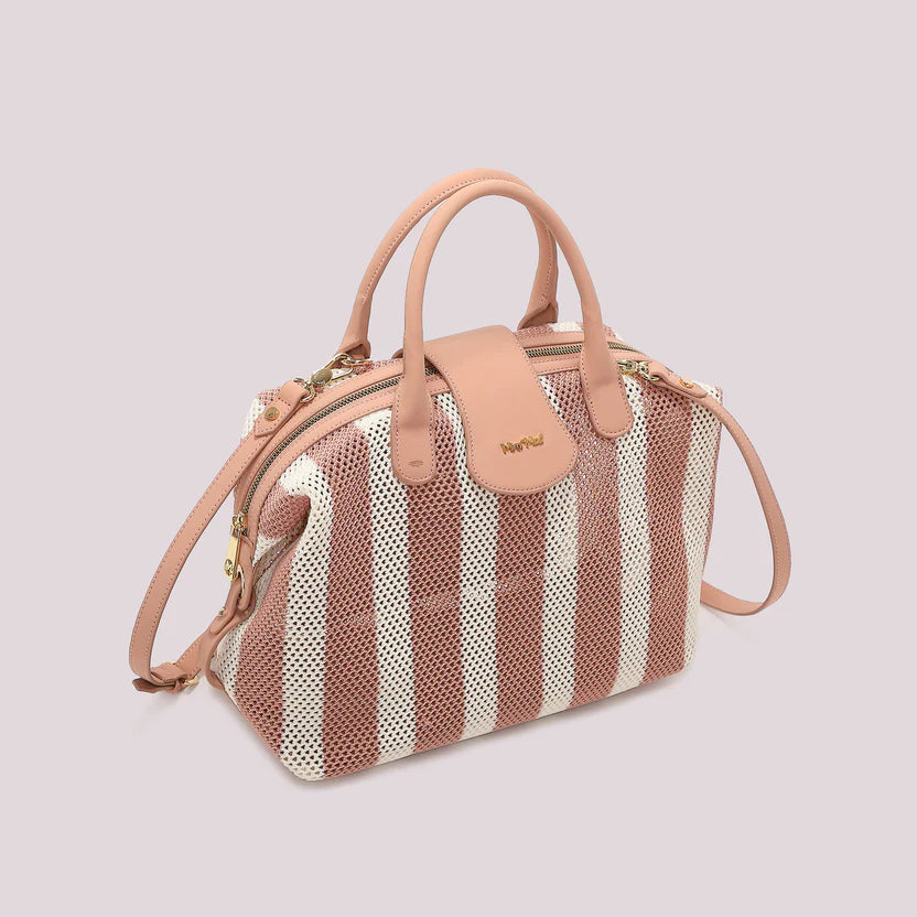 MIMÌ MUÀ - Borsa a bauletto in rete a righe