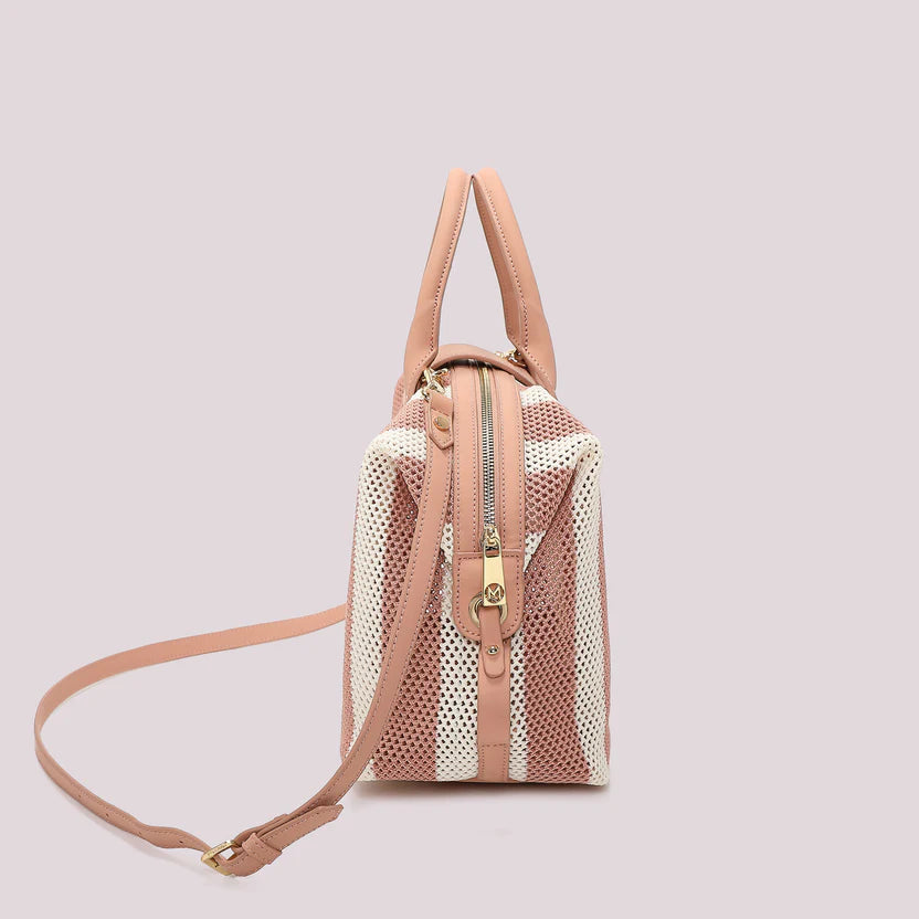 MIMÌ MUÀ - Borsa a bauletto in rete a righe