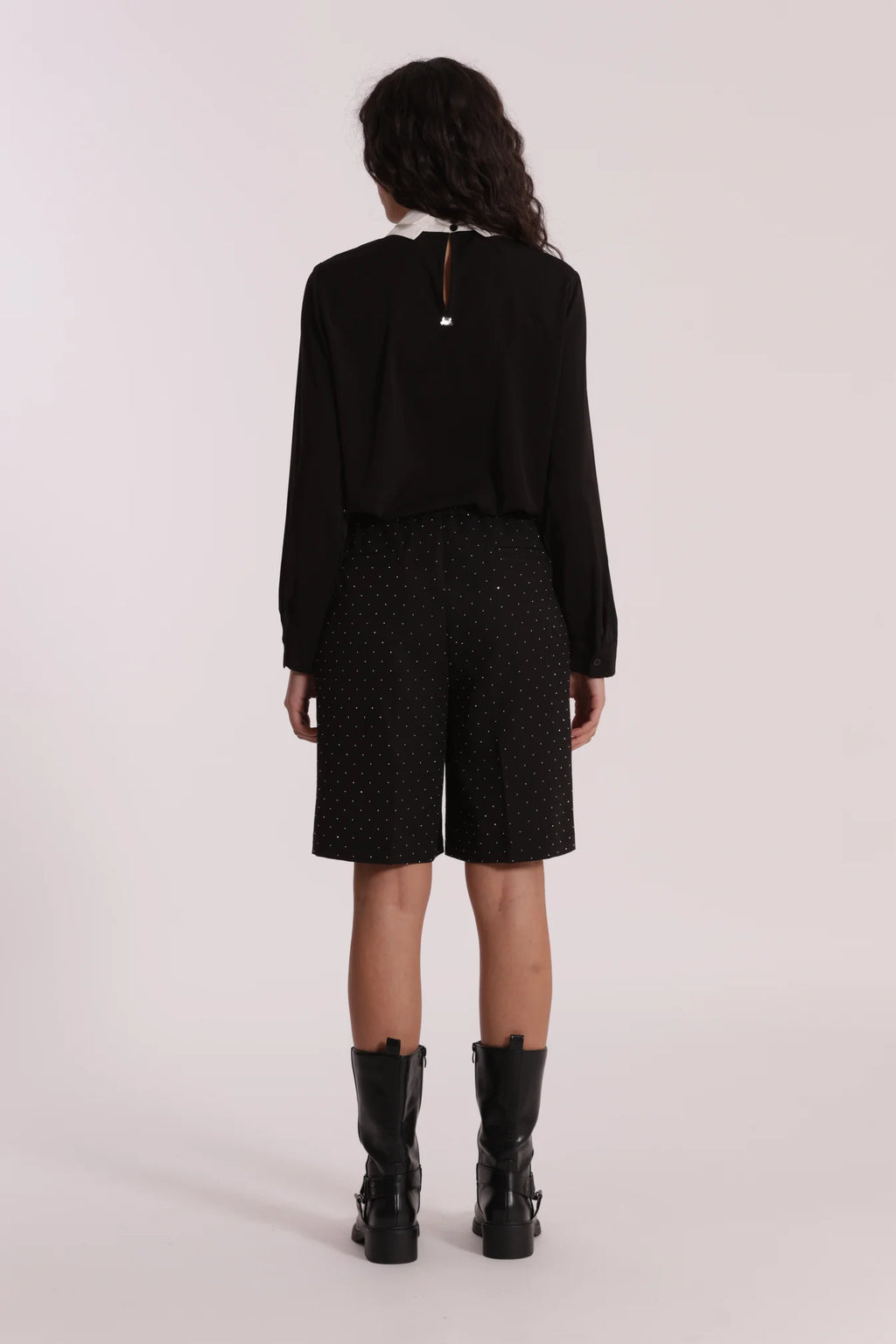 MIMÌ MUÀ Pantalone Bermuda con Applicazione di Strass