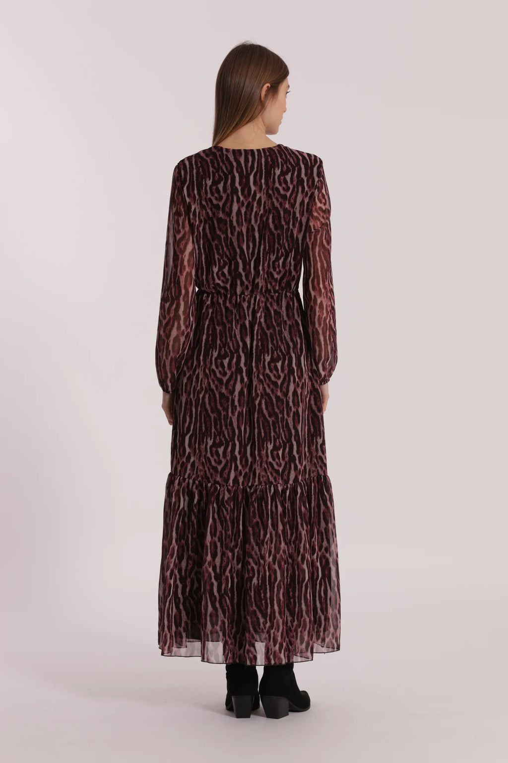 MIMI MUA Abito lungo animalier Burgungy