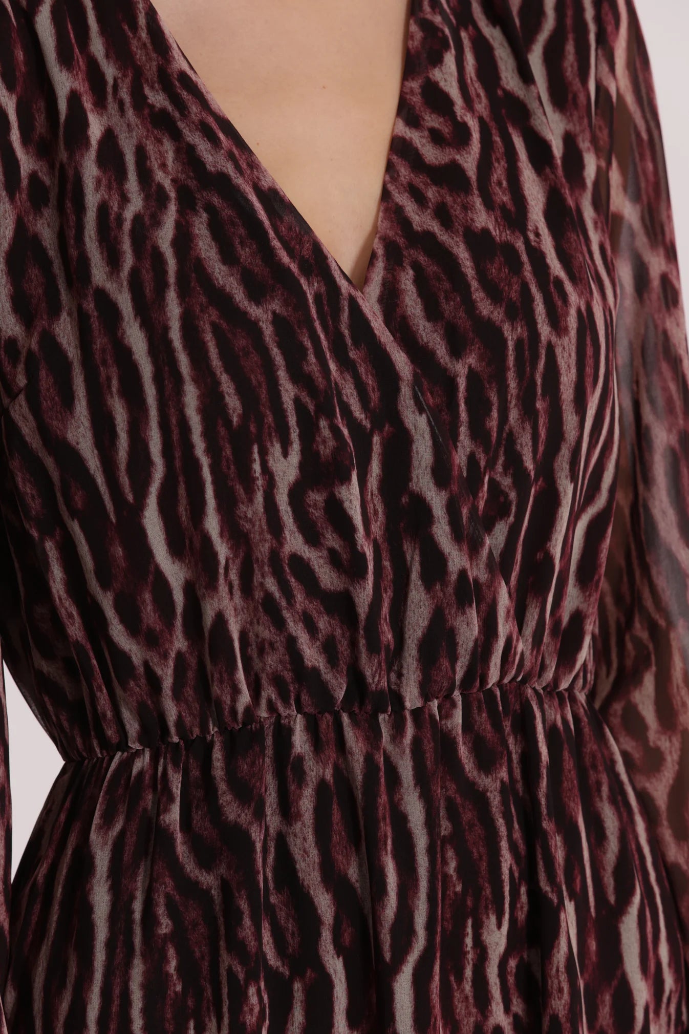 MIMI MUA Abito lungo animalier Burgungy