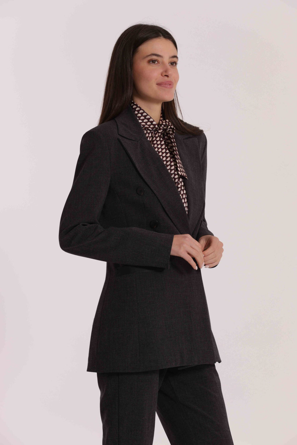 MIMÌ MUÀ - Giacca grigio scuro con dettagli in similpelle