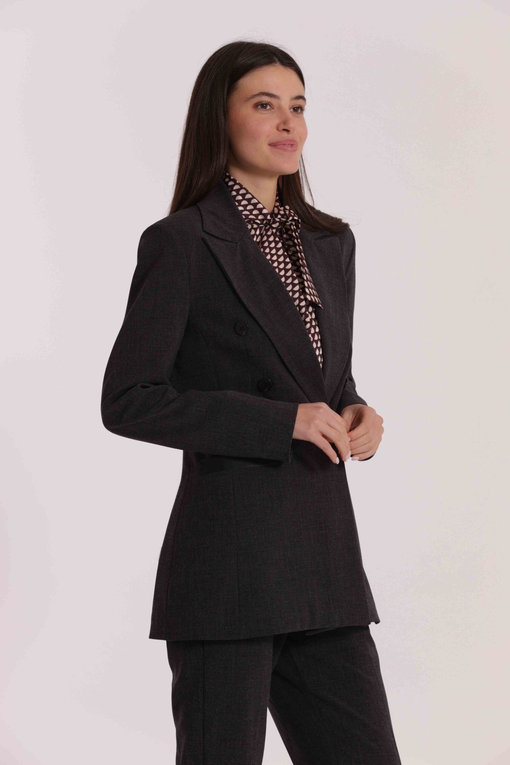 MIMÌ MUÀ - Giacca grigio scuro con dettagli in similpelle