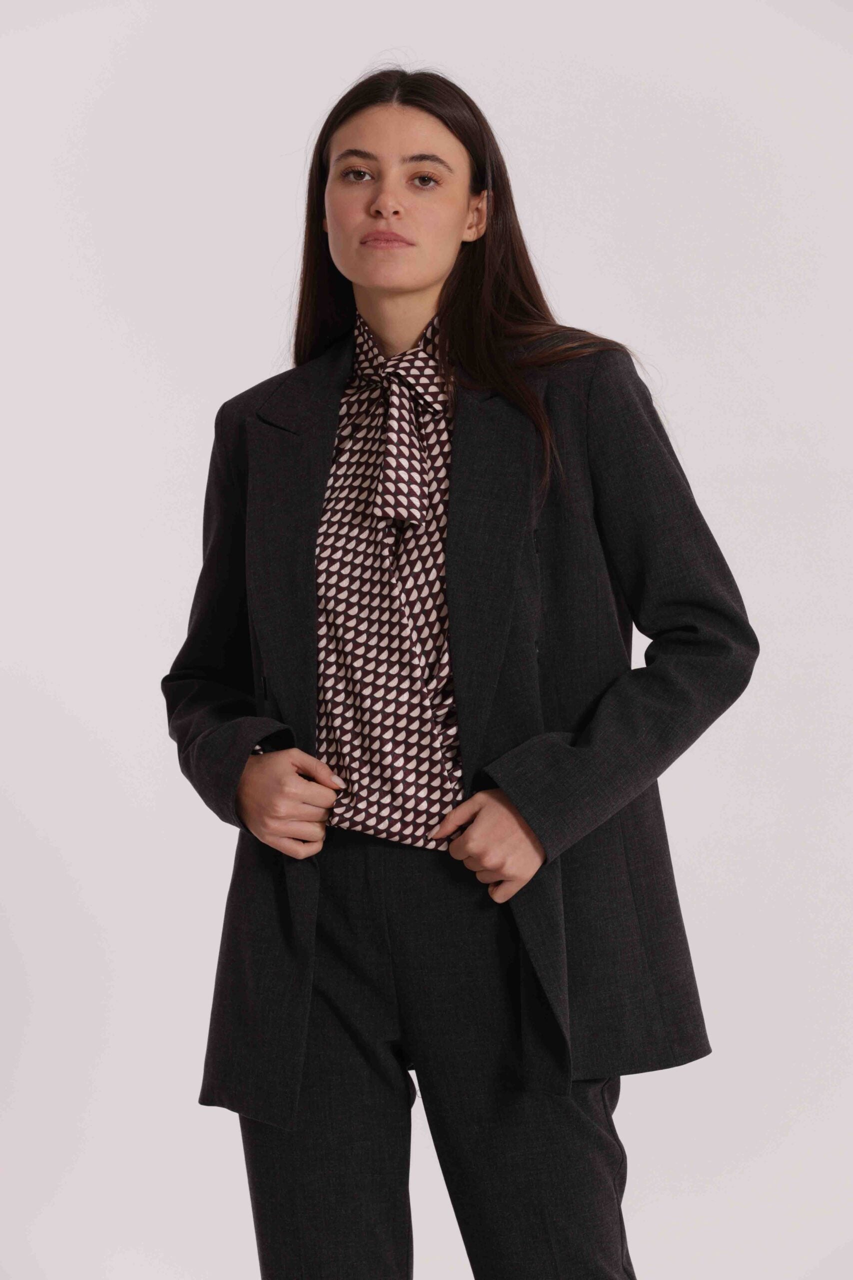 MIMÌ MUÀ - Giacca grigio scuro con dettagli in similpelle