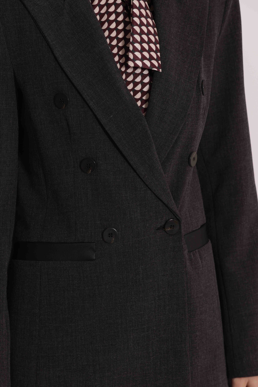 MIMÌ MUÀ - Giacca grigio scuro con dettagli in similpelle