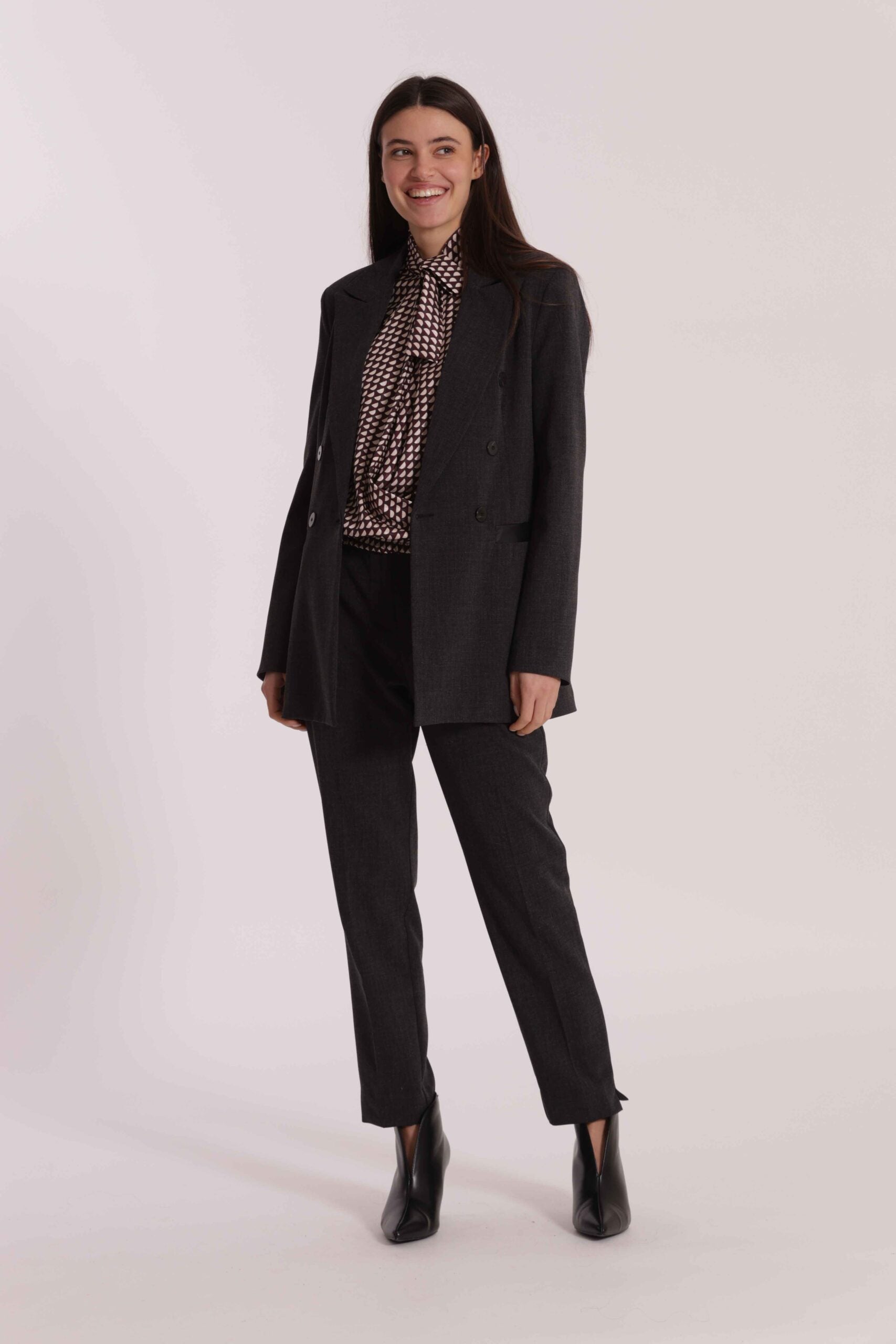 MIMÌ MUÀ - Giacca grigio scuro con dettagli in similpelle