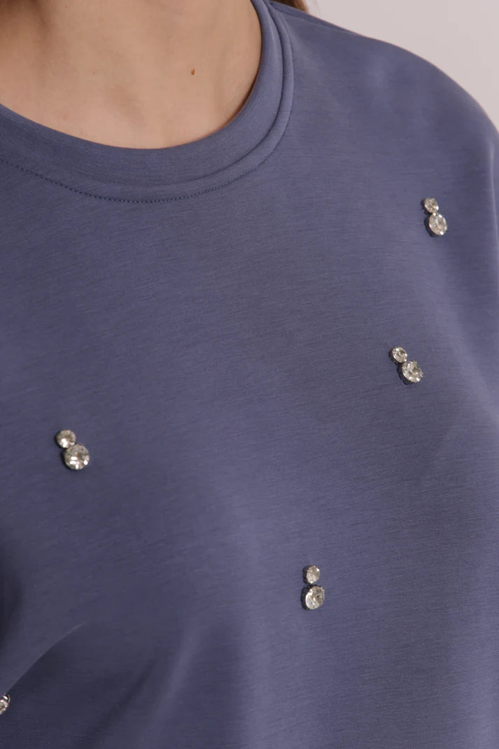 MIMIMUA - MAGLIA IN FELPA CON DETTAGLI GIOIELLO