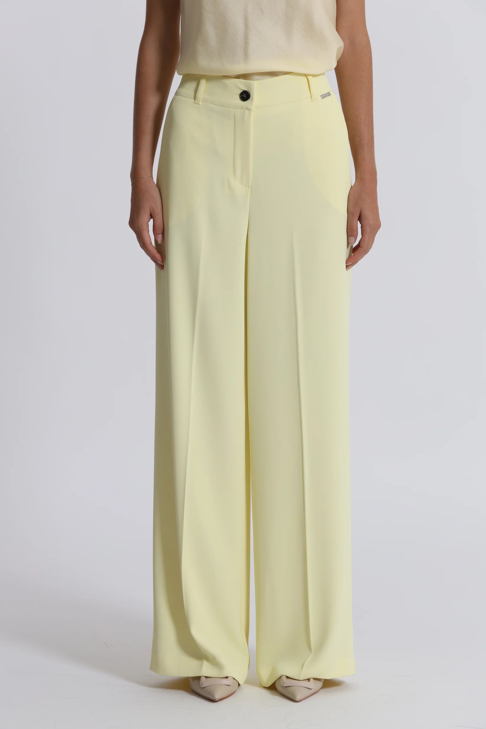 MIMIMUA - PANTALONE A PALAZZO GIALLO BURRO