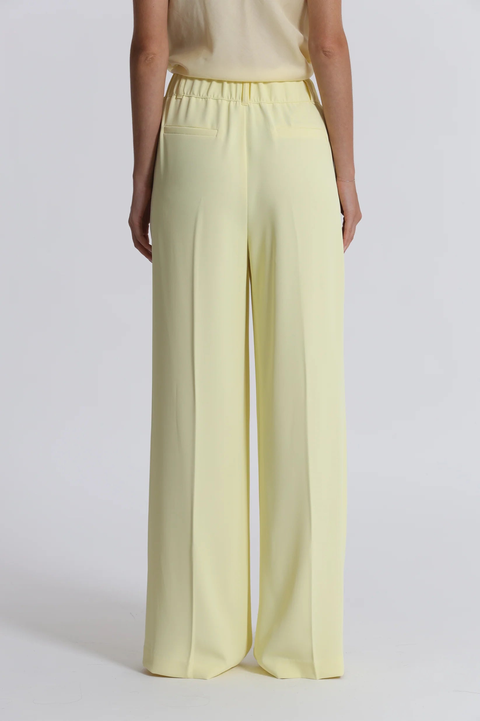 MIMIMUA - PANTALONE A PALAZZO GIALLO BURRO