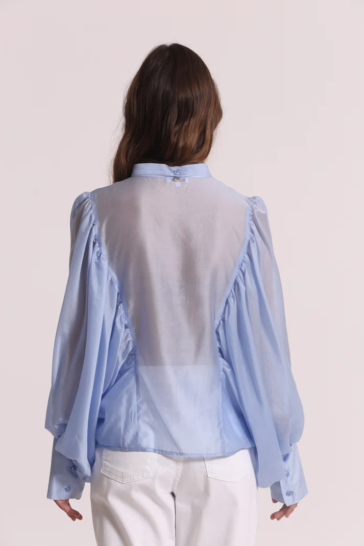MIMIMUA - BLUSA A MANICHE LUNGHE EFFETTO CHIFFON