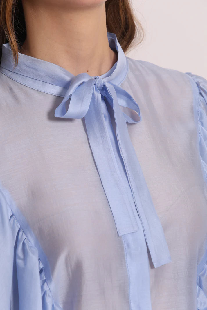 MIMIMUA - BLUSA A MANICHE LUNGHE EFFETTO CHIFFON