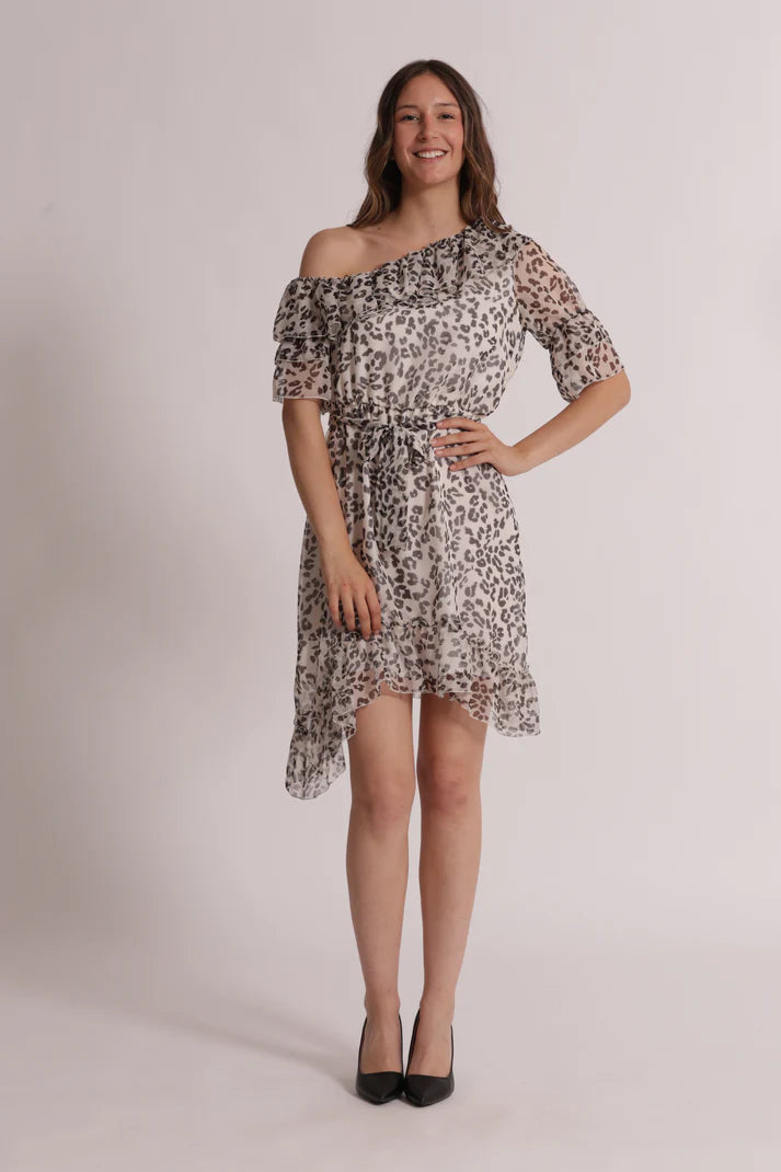 MIMIMUA - ABITO MONOSPALLA FANTASIA MACULATO